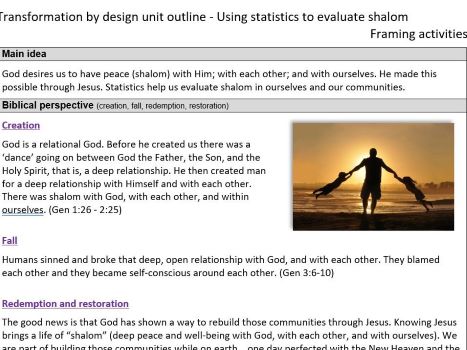 Teacher outline: Statistics – Shalom