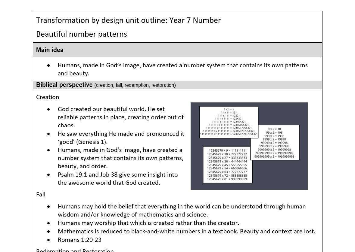 Teacher Outline: Beautiful Number Patterns