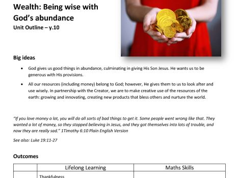 Student Outline: Wealth – being wise with God’s abundance