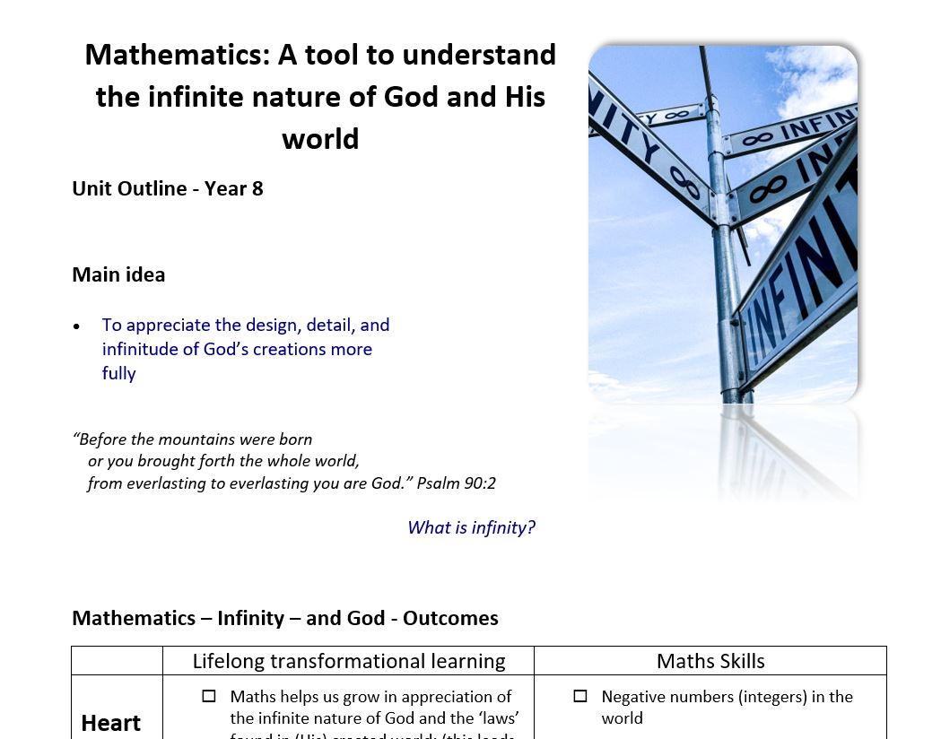 Student Outline: Exploring the infinite nature of God and His world